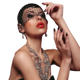 Eilova Orityle Women Mesh Veil Headband Sparkly Rhinestone Bridal Face Net Fascinators Hat Wedding Jewelry Headpiece