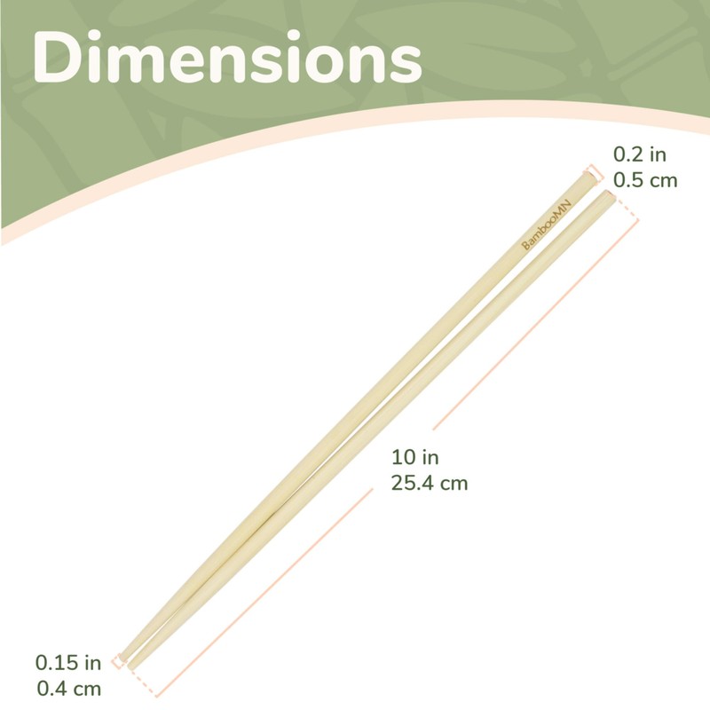 BambooMN Brand - Premium Grade 10" Bamboo Chopsticks - 6