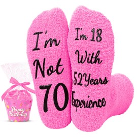 HAPPYPOP 70th Birthday Gifts for Women - 70 Year Old Birthday Gifts, Meaningful 70th Gift, 70 Year Old Socks Pink