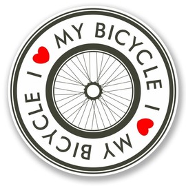 2 x 10cm/100mm I Love My Bicycle Vinyl Sticker Decal Laptop Travel Luggage Car Bike Sign Fun #5457