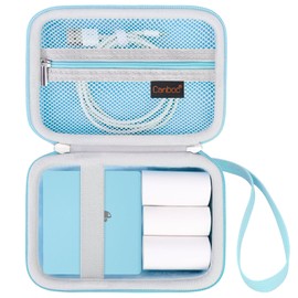 Canboc Carrying Case Compatible with Phomemo M02 Sticker Printer, Pocket Thermal Bluetooth Sticker Photo Maker Box for Thermal Paper, USB Cable, Blue (Case Only)