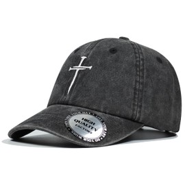Christian Hats for Men Women,Jesus 3 Nail Cross Hat Christian Religious Gifts for Birthday/Christmas,Black 1