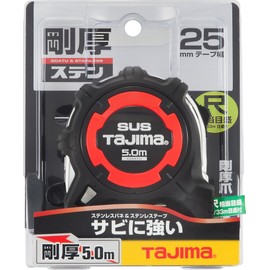 Tajima GAGSL25-50S Convex Thick Stainless Steel Tape, 2.0 x 1.0 inches (5 x 25 mm), Thick G Stainless Steel Lock, Scale Equivalent, Scale Included