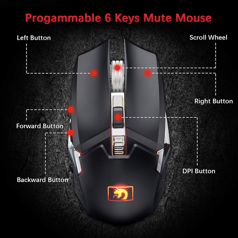Wireless Gaming Keyboard and Mouse, Rechargeable, Rainbow Backlit with 3800mAh