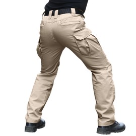 Hiwise Men's Stretch Tactical Pants Water Resistant Ripstop Cargo Pants Outdoor Lightweight EDC Work Hiking Pants (Khaki, 32WX34L)