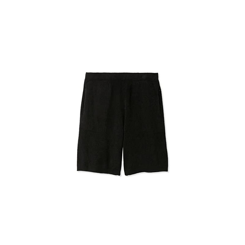 JOEL ROBUCHON HOMME PMNP232052 Men's Smooth Rib Half Pants, Black