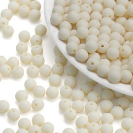 BONNY BOXX 500PCs 8MM Matte Beige Acrylic Round Beads, Frosted Acrylic Balls for Jewelry Making, Crafting Supplies