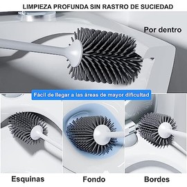 Timotech Cepillo de Inodoro de Silicona, Juego de 2 Escobillas para Inodoro con Soporte, Accesorios de baño, Limpiadores de Inodoros con Cerdas de Silicona, Cepillo Limpiador de Inodoro (2 Piezas)