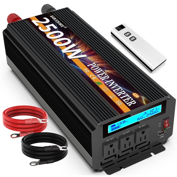 JARXIOKE 2500W Power Inverter 12V DC to AC 110V/120V (Peak)