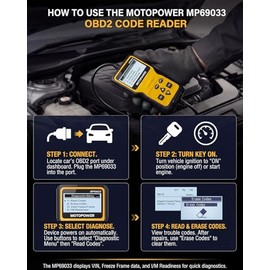 MOTOPOWER MP69033 Escáner OBD2 Lector de código de Error del Motor, Herramienta de escaneo de diagnóstico para Todos los Coches de protocolo OBD II De