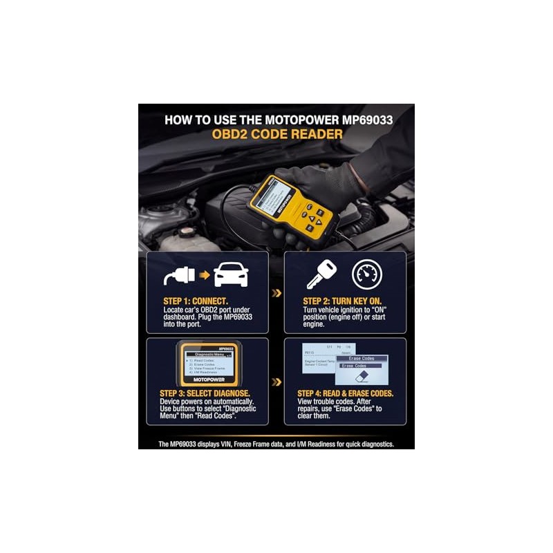 MOTOPOWER MP69033 Escáner OBD2 Lector de código de Error del