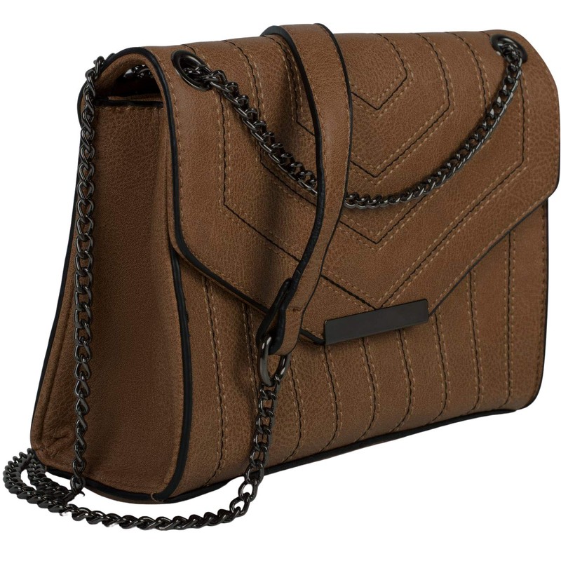 styleBREAKER Women's Shoulder Bag with Decorative Stitching and Chain Shoulder