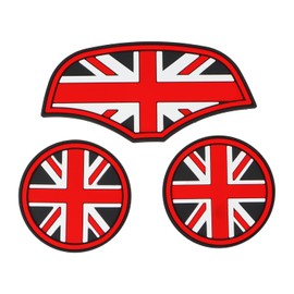 MARCHFA Centre Console Mat for Mini Cooper S F55 2015-2023 Cooper S F56 2014-2023 Car Accessories Rubber Mat Non-Slip Mat for Centre Console, Coasters Pack of 3 (Red)