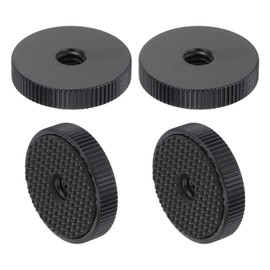 sourcing map 4Pcs Flat Knurled Nut - 1/4"-20 x 1" x 0.26" Thumb Nuts Lock Adjusting Nuts, Aluminum Alloy Female Thumb Wheel Lock Nut, Black