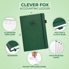 Clever Fox Accounting Ledger Book – Accounting Book for Small Businesses & Personal Use – Columnar Account Book Ledger for Tracking Money, Expenses, Deposits & Balance – Large, 7x10″ (Dark Green)