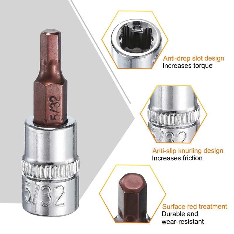 sourcing map 5/32" Hex Bit Socket 1/4" Drive SAE S2