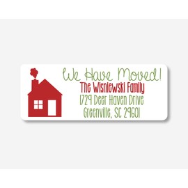 60ct - Christmas We Have Moved Return Address Labels, Return Address Stickers, Holiday Address Stickers (#302-1-WH)