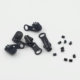 Leekayer #5 Molded Reversible Pulls 5PCS Vislon Slider with Top Stops for Zipper Repair (Black)