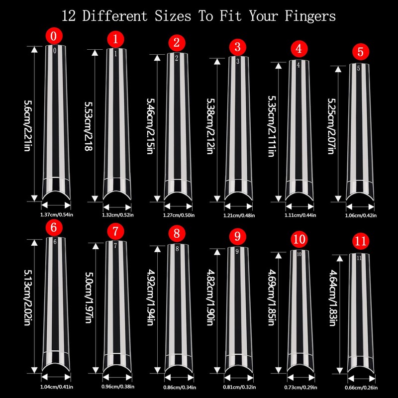 600PCS XXXL Coffin Nail Tips No C Curve, Extra Long