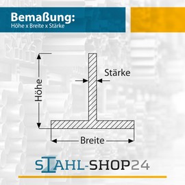 Stahl-Shop24 Edelstahl T-Profil 500 mm V2A 30x30x4mm rostfrei T-Leiste für Modellbau Innenraum Hygienebereich Regalkonstruktion Lebensmitteltechnik nicht magnetisch fein bearbeitbar