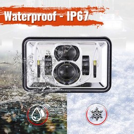 BICYACO 1 Pair 4x6 Inch LED Headlights 60W High Low Beam H4651 H4652 H4656 H4666 H6545 Projector Lens for Peterbil Kenworth Freightinger Ford 1985-1997 S10 Probe Oldsmobile Cutlass