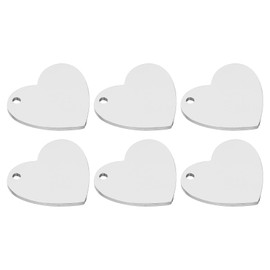 PATIKIL 6pcs Heart Charm, 25mm Heart Pendant Metal Stamping Blanks Tags 304 Stainless Steel Blank Stamping Tags Pendant Metal Plate for Laser Engraving Jewelry Making, Silver Tone