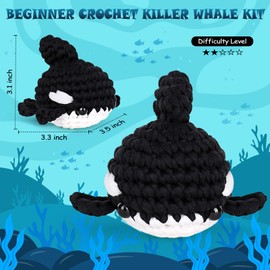 Crochetta Crochet Kit for Beginners, Crochet Starter Kit w Step-by-Step Video Tutorials, Beginner Crochet Kit for Adults Kids Women Men Complete Kit Included (Killer Whale)