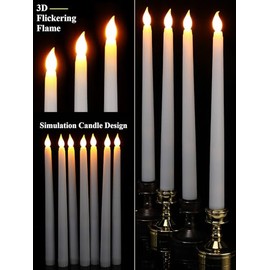 36 Velas Cónicas sin Llama 11 Pulgadas Luces de Velas Parpadeantes Velas LED de Imitación Velas a Pilas Velas Falsas Eléctricas para Navidad Halloween Cumpleaños Suministros Fiestas Bodas (Blanco)