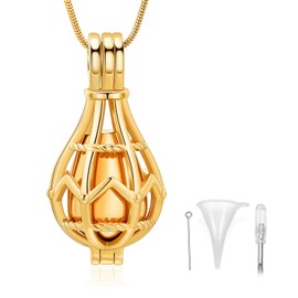 QGJNSGC Urn Necklace Openwork Teardrop Urn Locket Ash Necklace Memorial Jewellery Cremation Jewellery Funeral Keepsake Jewellery Ash Holder, Stainless Steel