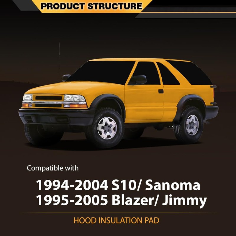 CNNELL Hood Insulation Pad Compatible with Chevy S10 GMC Sanoma