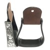 Majestic Ally Western Horse Aluminum Black Engraved Stirrups- Adults (Silver-Black)