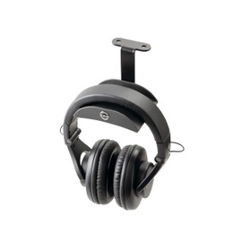 K&M 16330 Black Steel Headphone Holder - Practical Shelf for Mounting Under the Table - Space-Saving and Discreet