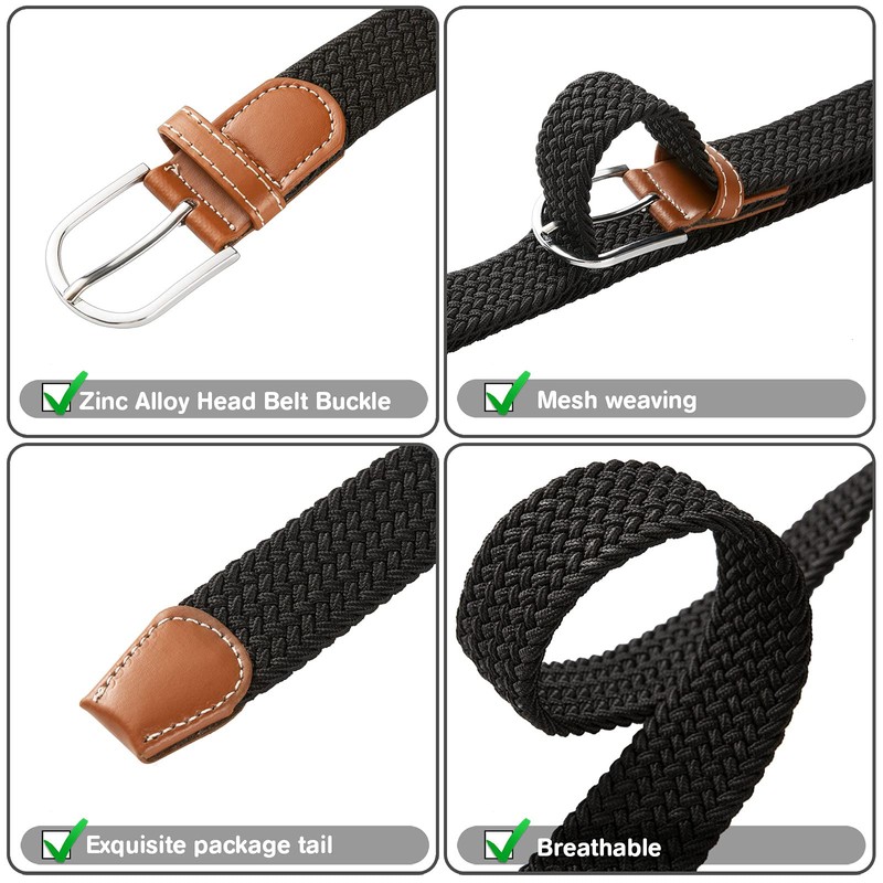 Yangbaga Stretch Belt Women/Men Comfortable Elastic Braided Stretch Belt for