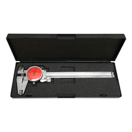 RED Face 0-6'' Stainless Steel 4 Way Dial Caliper Shock Proof 0.001'' Graduation