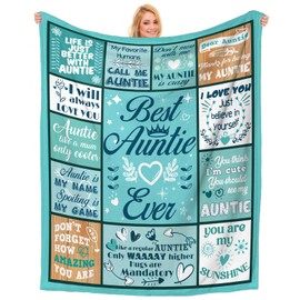 Einanmut Auntie Gifts, Auntie Birthday Gifts - Blanket with Warm Words, Best Auntie Gifts, Gifts for Auntie, Auntie Gifts from Nephew, Birthday Gifts for Auntie, Blanket 60" x 50"