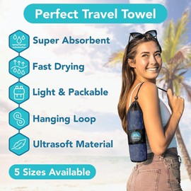 Youphoria Microfiber Travel Towel Fast Drying Lightweight - Quick Dry Towel for Camping, Beach, Backpacking, Hiking, & Sport