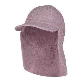 Sterntaler Peaked Cap Neck Muslin – Girls' Hat Made of Cotton Muslin (Organic) – UV Protection 50+ Sun Hat with Neck Protection – Baby and Children Summer Headgear – Pastel Purple, Pastel Purple, 51