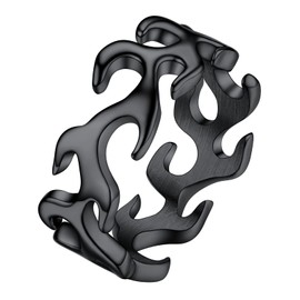 Stainless Steel Flame Ring Size 12 Art Jewelry Cool Black Rings For Men