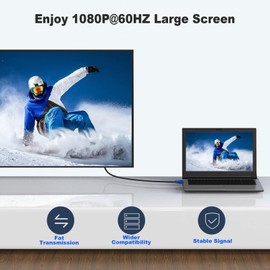 Omivine VGA Cable 1,8 M - Pure Copper Core VGA Monitor 1080P Full HD PC Cable for Computers, Screen, Beamer, Projector, D-Sub - Blue