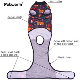 PetWarm Dog Recovery Suit, Surgery Suit for Dogs, Professional Pet Recovery Shirt Abdominal Wounds Bandages, Female Male Dog Onesie for Spay Neuter, Zoo Pattern, Black Brown, XS