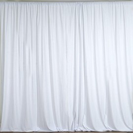 New Creations Fabric & Foam Inc, Polyester Poplin Backdrop Drape Curtain Panel (White, 1 Panel Seamless 10 Ft Wide by 6 Ft High)