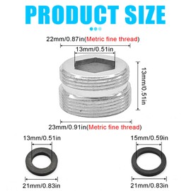 2 Pcs Faucet Aerator Adapter Kitchen Sink Faucet Adapter Accessories for Garden Hoses, Water Filters, Faucets, 23mm Male to 22mm Male Adapter
