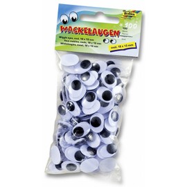 Folia 750007 - Wiggle Eyes with Moving Pupils, White, Round Approximately 7 mm - ideal for figurine and animal craft., Oval