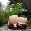 Xinthail Adorable Face Planter Pots with Cute Double Head for