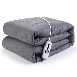 SUNNY HEAT Electric Mattress Pad Full Size 54'' × 75'', 4 Heating Levels & 10 Hour Auto Shut Off, Elastic Deep Pocket, Warm and Soft Comfort Fabric, Machine Washable, Grey