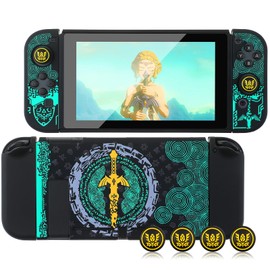 Dockable Protective Case Compatible with Switch, Hard Shell Case cover for Switch and Joy-Con Controllers with 4 Thumb Grips,Zelda Switch Carrying Case (Zelda tears of The Kingdom)