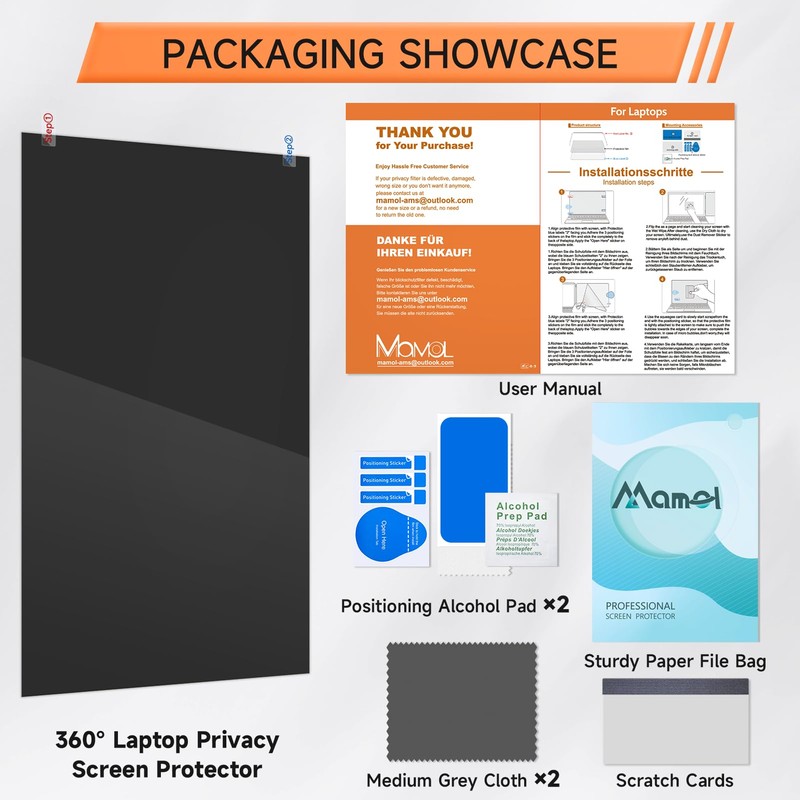 Mamol 360 Degree Privacy Filter 14" 16:10 Full Angle Anti-Spy