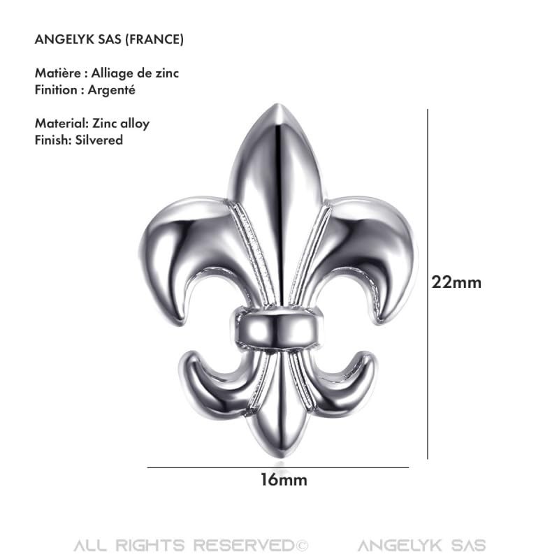 BOBIJOO Jewelry - Pin Brooch Fleur-De-Lis Brass Silver Plated 22x16mm