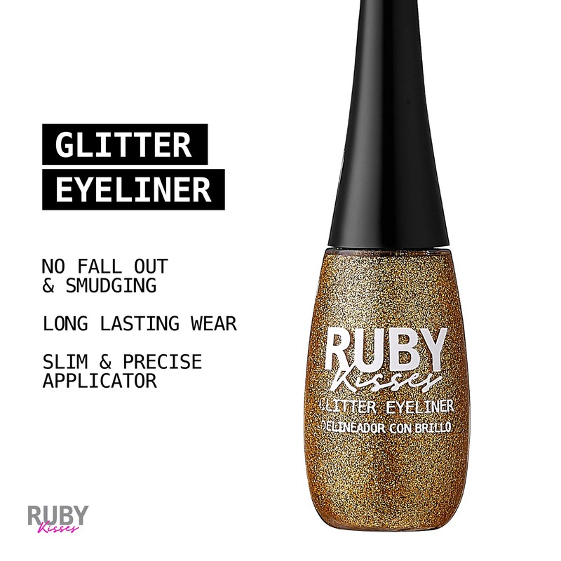 Ruby Kisses Bling Glitter Eyeliner, Glitz N' Gold