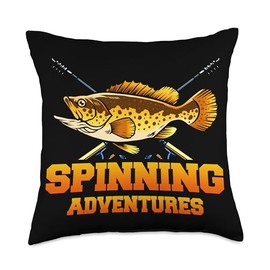 Angler, Fischer, Angel Fish Fish Outifts And Gifts Angel, Angler Fisherman Outfit Bass Fishing Throw Pillow, 18x18, Multicolor